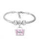 Stainless steel Charm Bracelet withPink family 3 charms completed cartoon
