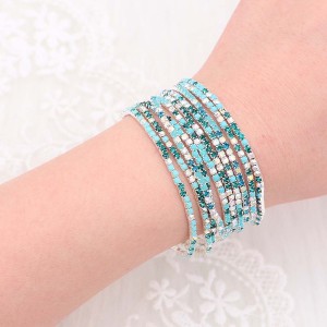 60 pcs/ lot Rhinestones Sparkling  Elastic Bracelet with 80pcs colorful rhinestones