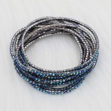 60 pcs/ lot Rhinestones Sparkling  Elastic  Bracelet with 80pcs Blue color rhinestones
