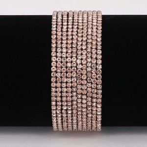 60 pcs/ lot Rhinestones Sparkling  Elastic  Bracelet with 80pcs Orange rhinestones