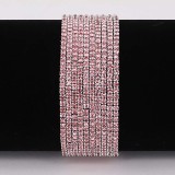 60 pcs/ lot Rhinestones Sparkling  Elastic Bracelet with 80pcs Pink rhinestones