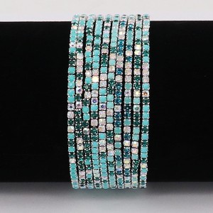 60 pcs/ lot Rhinestones Sparkling  Elastic Bracelet with 80pcs colorful rhinestones