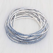 60 pcs/ lot Rhinestones Sparkling  Elastic Bracelet with 80pcs Light blue rhinestones