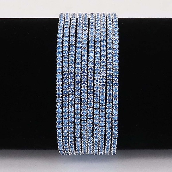 60 pcs/ lot Rhinestones Sparkling  Elastic Bracelet with 80pcs Light blue rhinestones