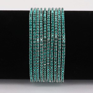 60 pcs/ lot Rhinestones Sparkling  Elastic  Bracelet with 80pcs Green rhinestones