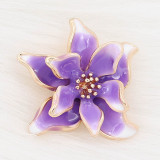 20MM snap gold Plated Flowers purple enamel charms KC8125 snaps jewerly