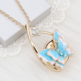 20MM snap gold Plated Butterfly Light Blue enamel charms KC8118 snaps jewerly