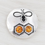20MM Little bee snap silver Plated With orange rhinestones charms KC8131 snaps jewerly