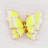 20MM snap gold Plated Butterfly Yellow enamel charms KC8117 snaps jewerly