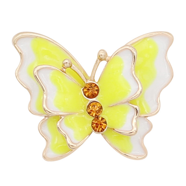 20MM snap gold Plated Butterfly Yellow enamel charms KC8117 snaps jewerly