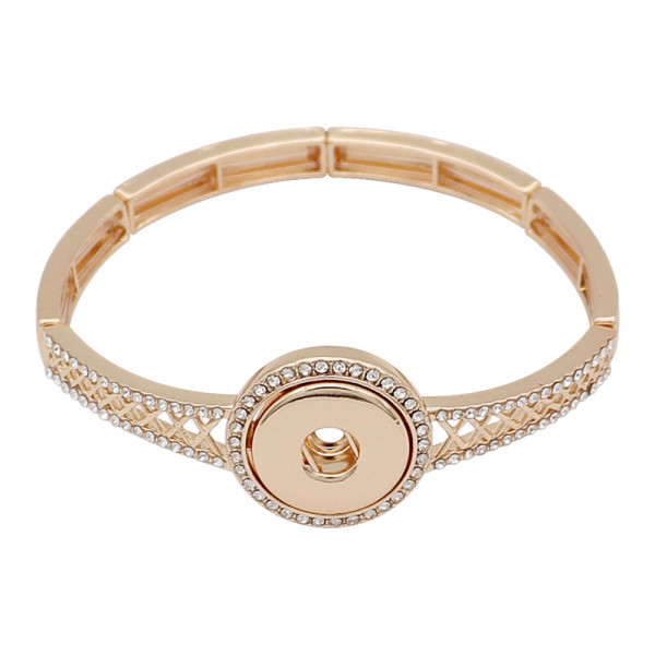 snap Fashion gold Bracelet With white rhinestones fit 20MM snaps style jewelry KC0522