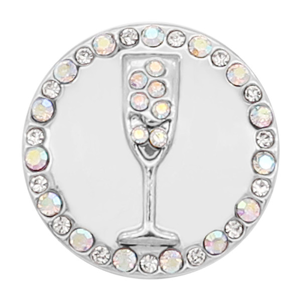 20MM goblet snap silver Plated With White  rhinestones charms KC8137 snaps jewerly