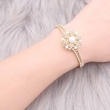 snap Fashion gold Bracelet With white rhinestones fit 20MM snaps style jewelry KC0522