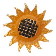 20MM Small size yellow Sunflower snap gold Plated with rhinestone KC6825 snaps jewelry