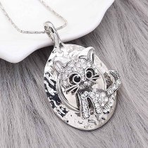 20MM kitten snap silver Plated With white rhinestones charms KC9319 snaps jewerly