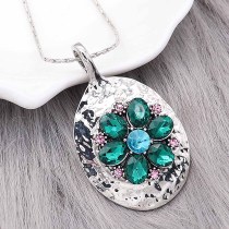 20MM Flowers snap silver Plated With Green rhinestones charms KC9321 snaps jewerly