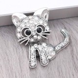 20MM kitten snap silver Plated With white rhinestones charms KC9319 snaps jewerly