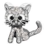 20MM kitten snap silver Plated With white rhinestones charms KC9319 snaps jewerly