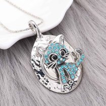 20MM kitten snap silver Plated With Cyan rhinestones charms KC9320 snaps jewerly