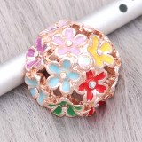 20MM Flowers snap rose-gold plated Plated With Multicolor rhinestones enamel charms KC8146 snaps jewerly