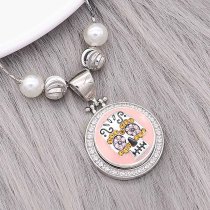 20MM Skull snap silver Plated With  rhinestones Pink enamel charms KC8142 snaps jewerly