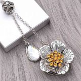 20MM Flowers snap silver Plated With Orange rhinestones charms KC8150 snaps jewerly