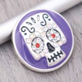 20MM Skull snap silver Plated With  rhinestones Purple enamel charms KC8140 snaps jewerly