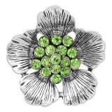 20MM Flowers snap silver Plated With Green rhinestones charms KC8153 snaps jewerly
