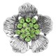 20MM Flowers snap silver Plated With Green rhinestones charms KC8153 snaps jewerly