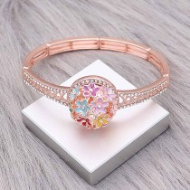 20MM Flowers snap rose-gold plated Plated With Multicolor rhinestones enamel charms KC8146 snaps jewerly