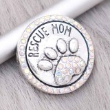20MM Paw prints snap silver Plated With rhinestones charms KC8138 snaps jewerly