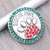 20MM Paw christmas snap silver Plated  rhinestones charms KC8139
