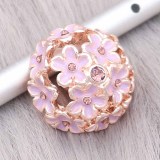 20MM Flowers snap rose-gold plated Plated With purple rhinestones enamel charms KC8147 snaps jewerly