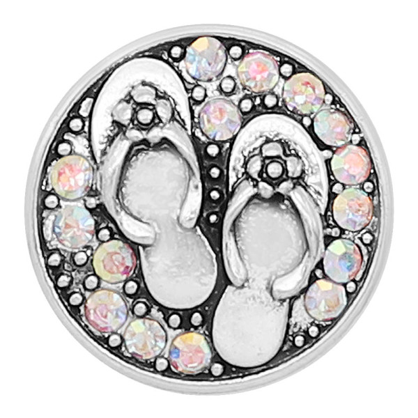 20MM Slippers snap Silver Plated With White rhinestones charms KC8155 snaps jewerly