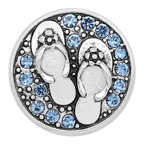 20MM Slippers snap Silver Plated With Blue rhinestones charms KC8156 snaps jewerly
