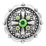 20MM rudder snap Silver Plated With Green rhinestones charms KC8169 snaps jewerly