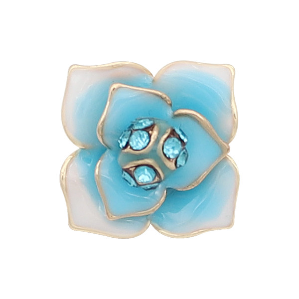 12MM snap gold Plated  Flowers with Blue rhinestones enamel KS7152-S snaps jewerly