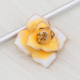 12MM snap gold Plated  Flowers with Orange rhinestones enamel KS7151-S snaps jewerly