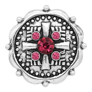 20MM rudder snap Silver Plated With rose-red rhinestones charms KC8168 snaps jewerly