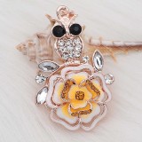 20MM snap Rose gold Plated  Flowers with Orange rhinestones and enamel  KC8158 snaps jewerly