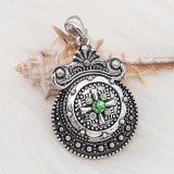 20MM rudder snap Silver Plated With Green rhinestones charms KC8169 snaps jewerly