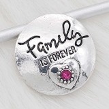 20MM love Family snap Silver Plated With rose-red rhinestones charms KC8171 snaps jewerly