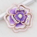 20MM snap Rose gold Plated  Flowers with purple rhinestones and enamel  KC8157 snaps jewerly