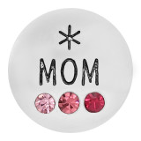 20MM Mom snap Silver Plated With rose-red rhinestones charms KC8172 snaps jewerly