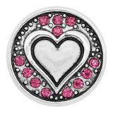 20MM Love snap Silver Plated With rose-red rhinestones charms KC8170 snaps jewerly