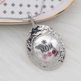 20MM Mom snap Silver Plated With rose-red rhinestones charms KC8172 snaps jewerly