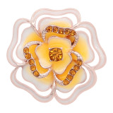 20MM snap Rose gold Plated  Flowers with Orange rhinestones and enamel  KC8158 snaps jewerly