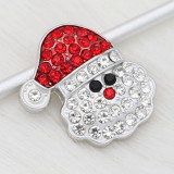 Christmas 20MM Santa Claus snap Silver Plated With Rhinestone  charms KC8175 snaps jewer