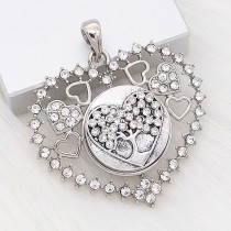 20MM Love snap Silver Plated With White rhinestones charms KC8174 snaps jewerly