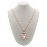 snap Fashion gold Necklace with pendant With white rhinestones fit 20MM snaps style jewelry KC1320
